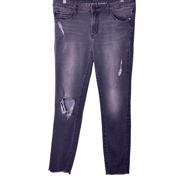 Articles Of Society Women's Size 30 Gray Rip Distressed Carly Skinny Crop Jeans - Picture 1 of 12